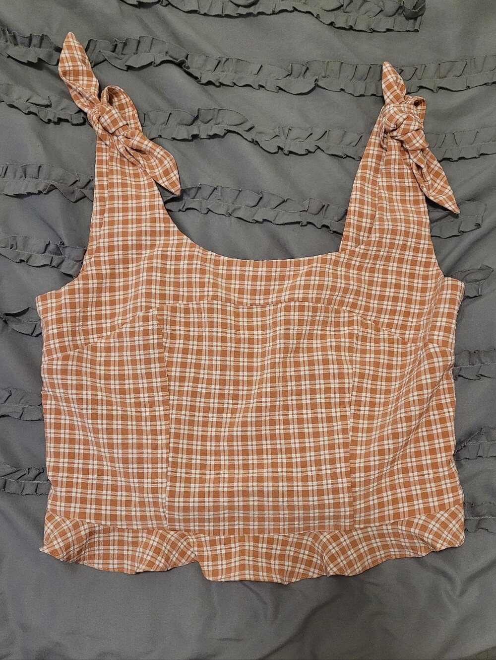 Gilli Pink and White Gingham Tie-Shoulder Camisole